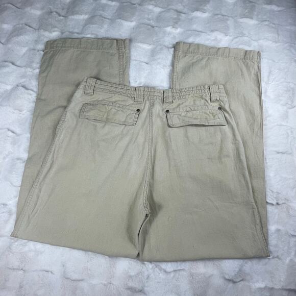 š5/$25 GUESS Linen Cotton Blend Wide Leg Relaxed Fit Mid Rise Khaki Pants 32 - Picture 3 of 16